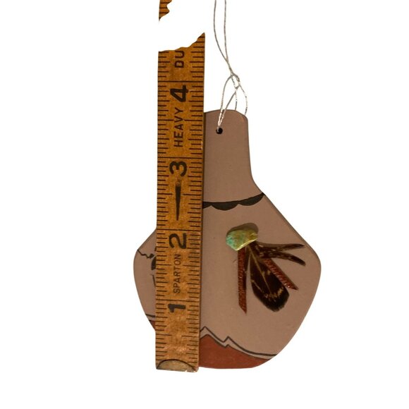 Native American Decorative Wood Ornament With Turquoise Accent - Picture 5 of 5
